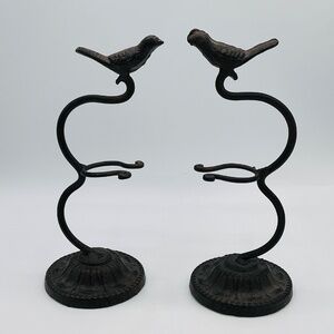 Cast Iron Bird 2 Trinket Jewelry Hanger Holder Table Brown Home Decor Farmhouse